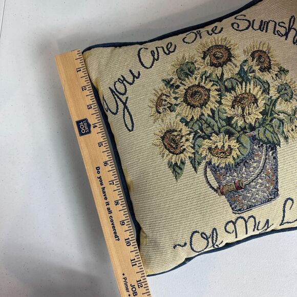 Sunflower Tapestry Pillow 12" x 12" You Are The Sunshine Of My Life Pillow Decor - Picture 7 of 8